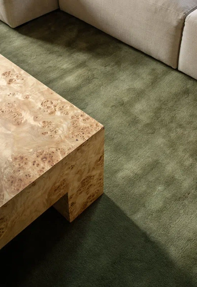 Layered Solid Wool Capulet Olive Sample 20" X 20" In Green