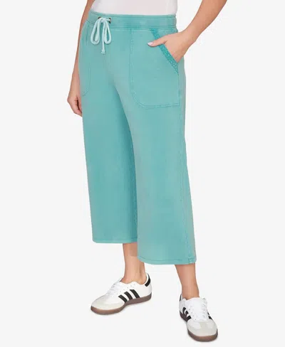 Ruby Rd. Plus Size Snow Washed French Terry Pull On Capri Pants In Green