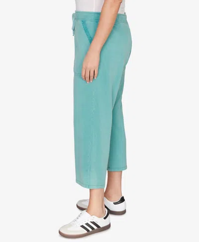 Ruby Rd. Plus Size Snow Washed French Terry Pull On Capri Pants In Green