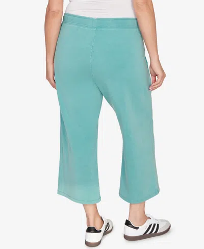 Ruby Rd. Plus Size Snow Washed French Terry Pull On Capri Pants In Green