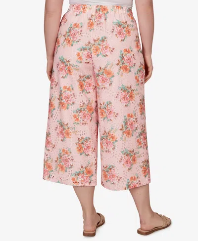 Ruby Rd. Plus Size Floral Eyelet Pull-on Capri Pants In Pink