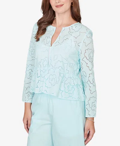 Ruby Rd. Plus Size Floral Eyelet Peplum Jacket In Green