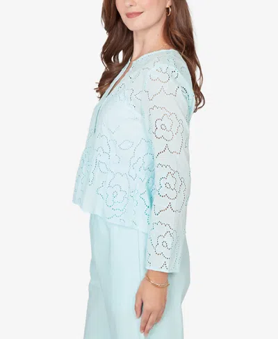 Ruby Rd. Plus Size Floral Eyelet Peplum Jacket In Green