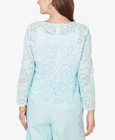 Ruby Rd. Plus Size Floral Eyelet Peplum Jacket In Green
