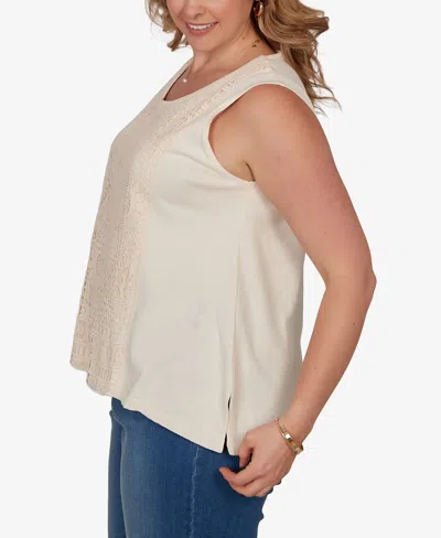 Ruby Rd. Plus Size Crochet Front Sweater Tank In Neutral