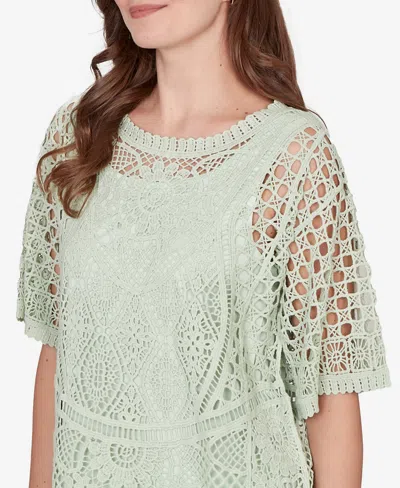 Ruby Rd. Petite Chemical Lace Pullover Sweater In Green