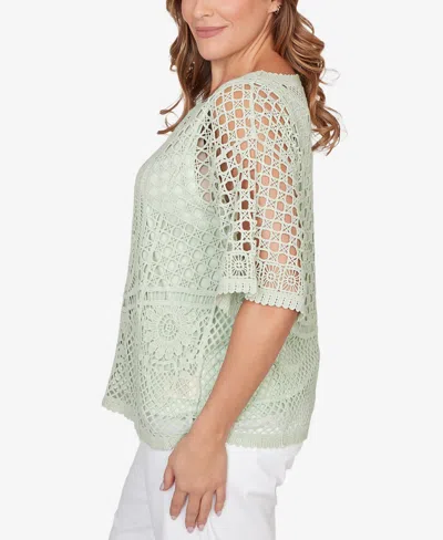Ruby Rd. Plus Size Chemical Lace Pullover Sweater In Green