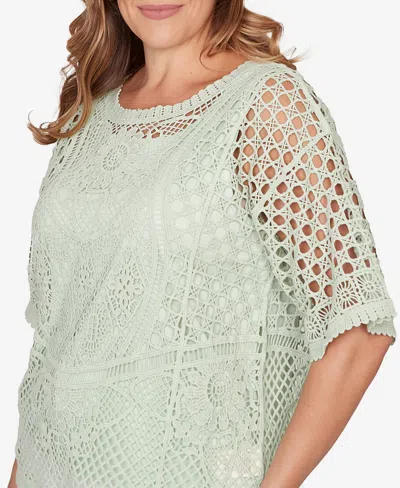 Ruby Rd. Plus Size Chemical Lace Pullover Sweater In Green