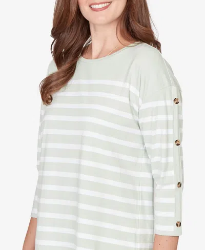 Ruby Rd. Petite Yarn Dyed Stripe Knit Top In Multi