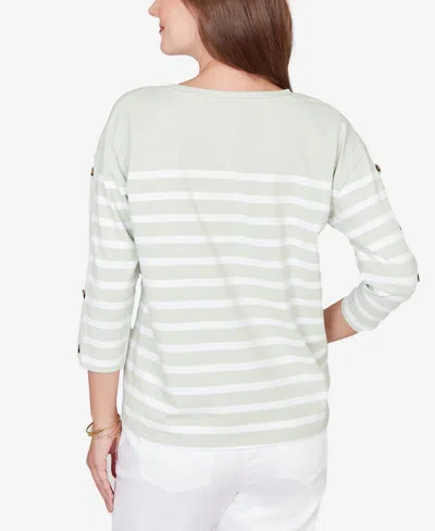 Ruby Rd. Plus Size Yarn Dyed Stripe Knit Top In Gray