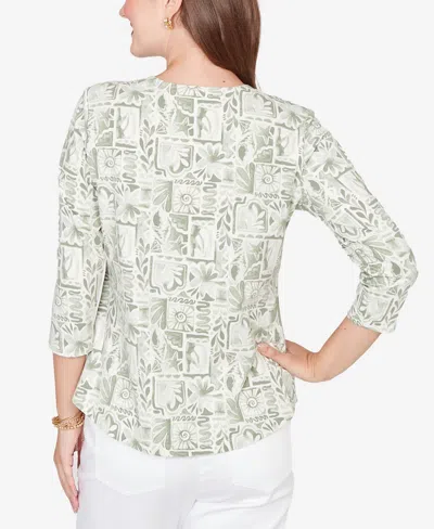 Ruby Rd. Petite Seashell Patchwork Knit Top In Multi