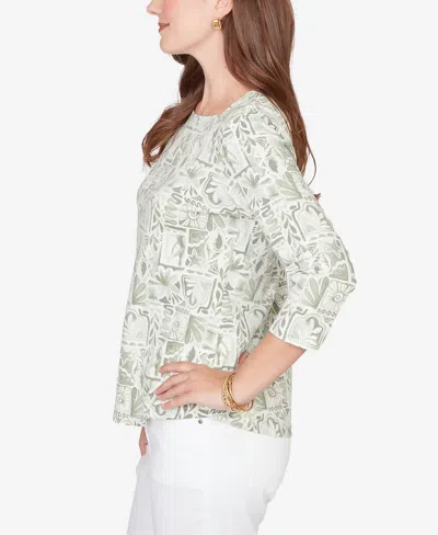 Ruby Rd. Plus Size Seashell Patchwork Knit Top In Neutral