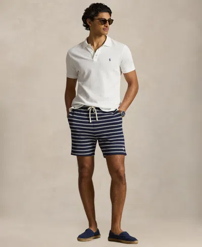 Polo Ralph Lauren Cotton Club Bar Stripe Textured Pull On Short In Blue