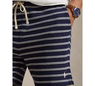 Polo Ralph Lauren Cotton Club Bar Stripe Textured Pull On Short In Blue