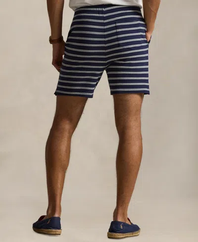 Polo Ralph Lauren Cotton Club Bar Stripe Textured Pull On Short In Blue
