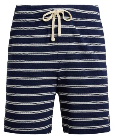 Polo Ralph Lauren Cotton Club Bar Stripe Textured Pull On Short In Blue