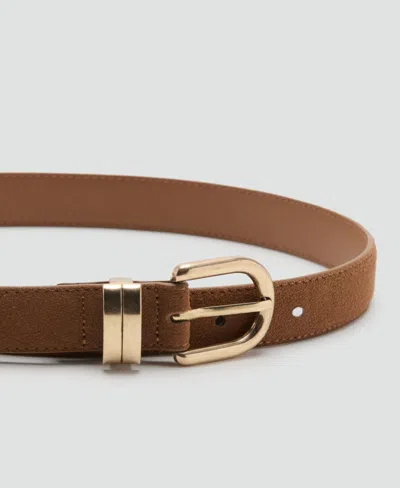 Mango Suede Belt In Metallic