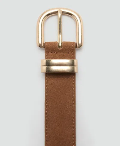 Mango Suede Belt In Metallic