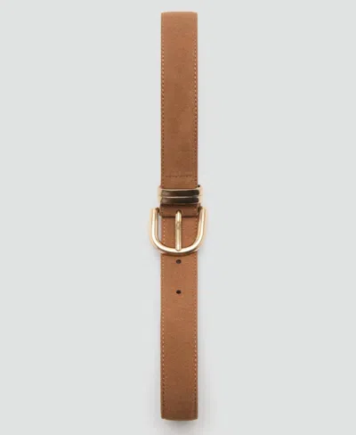 Mango Suede Belt In Metallic