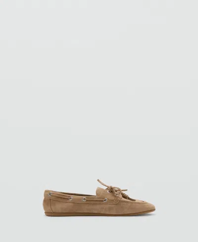 Mango Suede Driving Shoes In Sand