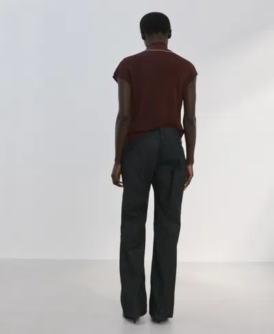 Mango Bert Tie Neck Top In Brown