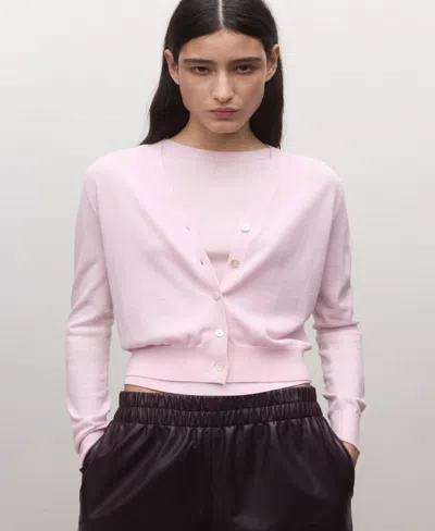Mango Wool Cardigan In Pink