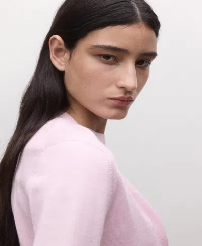 Mango Wool Cardigan In Pink