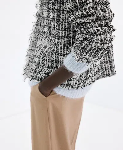 Mango Cotton Blend Tweed Jacket In Multi