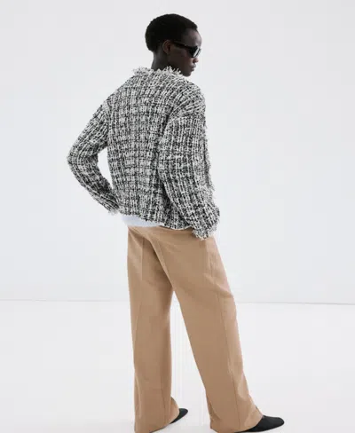 Mango Cotton Blend Tweed Jacket In Multi
