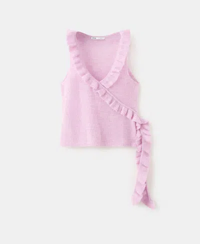 Mango Ruffle Knit Top In Pink
