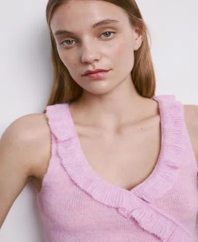 Mango Ruffle Knit Top In Pink