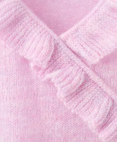 Mango Ruffle Knit Top In Pink