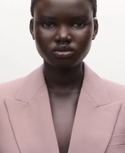 Mango Double-breasted Wool Suit Jacket In Pink
