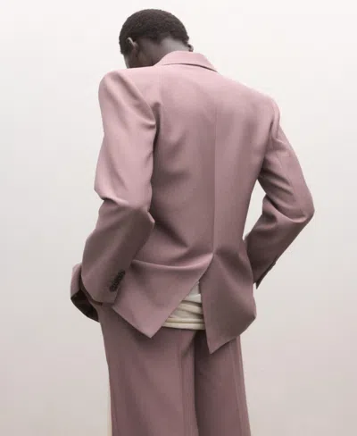 Mango Double-breasted Wool Suit Jacket In Pink