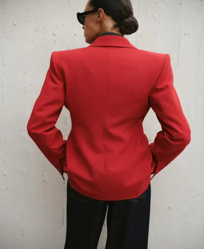 Mango Margot Crop Blazer In Red