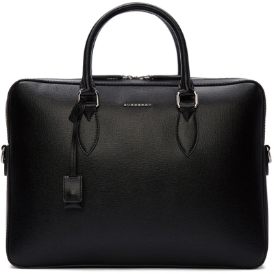 Burberry Embossed Grainy Leather Holdall In Black