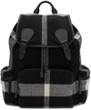 BURBERRY BLACK LARGE WOOL CHECK RUCKSACK