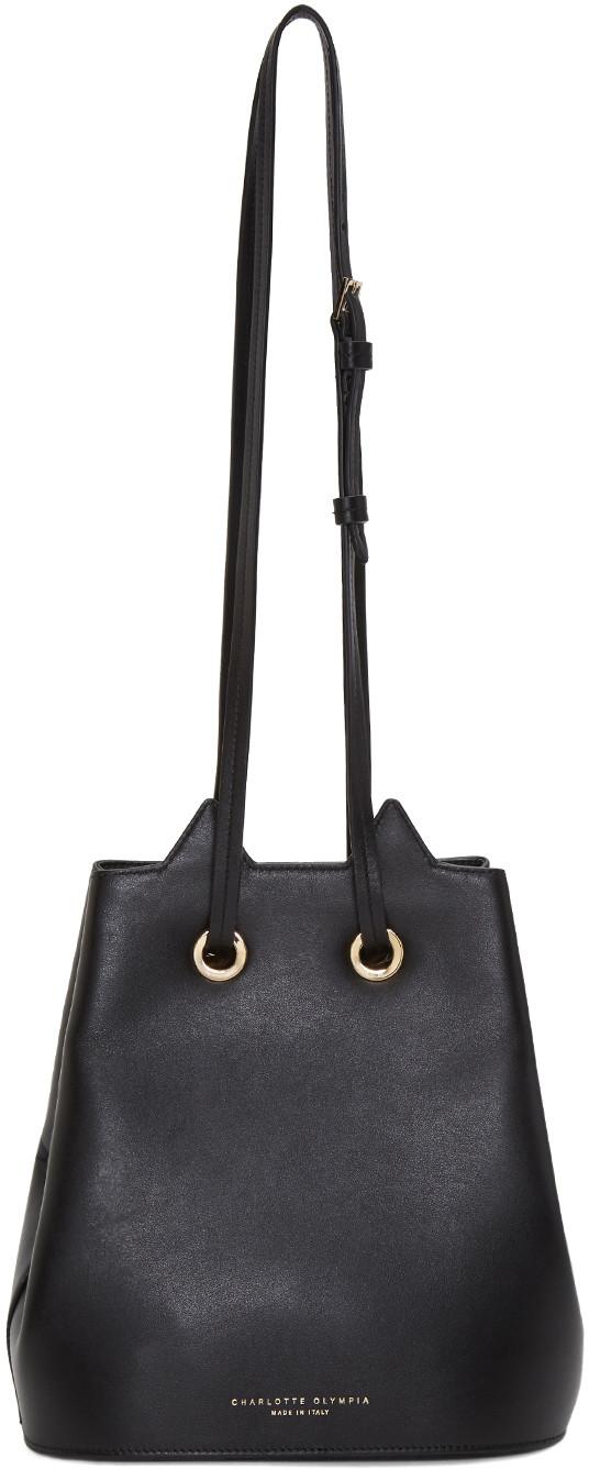 Charlotte Olympia Feline-embellished Leather Bucket Bag In Black | ModeSens