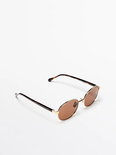 Massimo Dutti Gafas De Sol Metálicas In Pattern