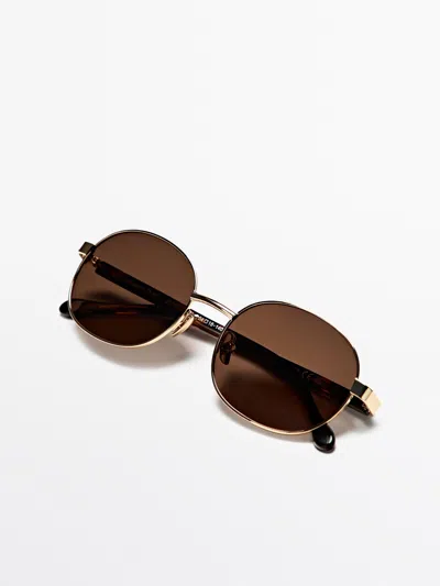 Massimo Dutti Gafas De Sol Metálicas In Pattern