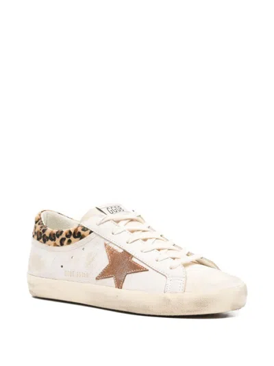 Golden Goose Super Star Leather Upper Horsy Leo Printed Collar Suede Star Sneakers White In Neutral