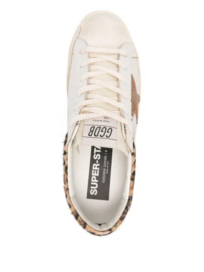 Golden Goose Super Star Leather Upper Horsy Leo Printed Collar Suede Star Sneakers White In Neutral