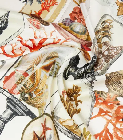 Max Mara Printed Silk Twill Oversized Scarf In Pink