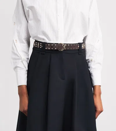Sandro Paris Leather Rivet Belt In Neutral