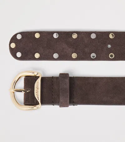Sandro Paris Leather Rivet Belt In Neutral