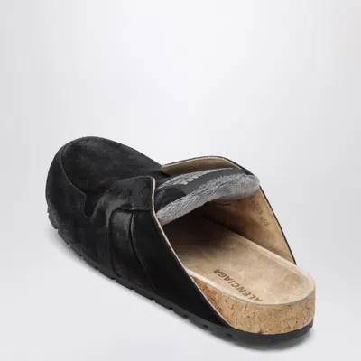 Balenciaga Dumbo Sabot In Distressed Suede Calfskin Men In Black