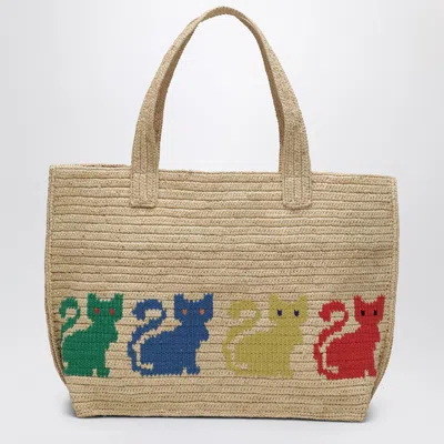Valentino Garavani  Garavani Raffiachat Large Raffia Shopping Bag Woman Natural Uni In Brown
