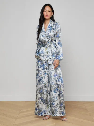 L'agence Ciara Silk Wrap Jacket In Blue