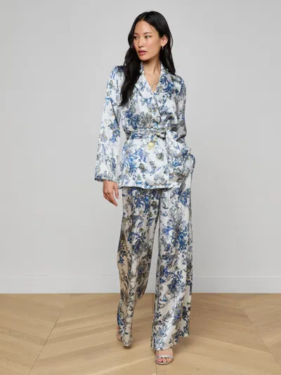L'agence Ciara Silk Wrap Jacket In Blue