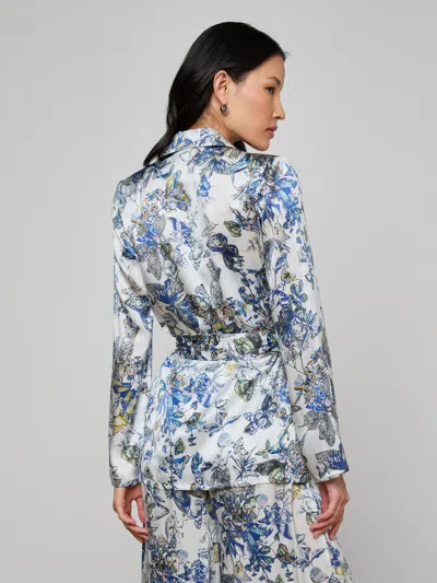 L'agence Ciara Silk Wrap Jacket In Blue